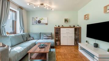 Fernseher, Kamin, Tischtennisplatte