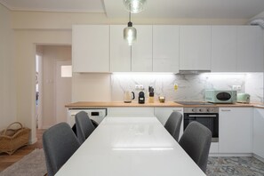 Superior Apartment, Balcony, City View | Dining room - Luxury Comfort in Pagrati - 5 min to Varnava Square (Athens)