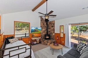 Smart TV 50 pulgadas con canales de televisión digitales, chimenea