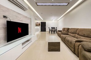 Basic Apartment | Living area | TV - Fresh & Fabulous 2bdr - 5 min to Airport (Cairo)