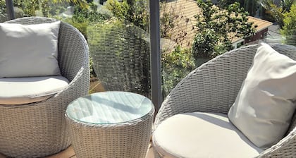 Panoramic vista from city to the sea. Enjoy the opulence of gardens and space