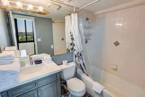Shower, hair dryer - 3BR Holiday Towers, Renovated, Balcony & Pool (Myrtle Beach)