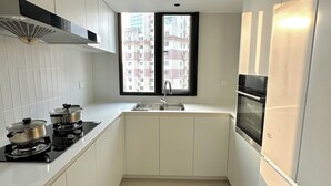 Apartemen Keluarga, pemandangan kota | Dapur pribadi