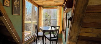 A Tiny A-Frame Creek Front on 15 secluded acres.
Pet Friendly! No Fees