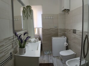 Dusche, Haartrockner, Bidet, Handtücher
