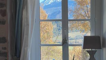 TV connectée, cheminée, table de tennis de table, livres