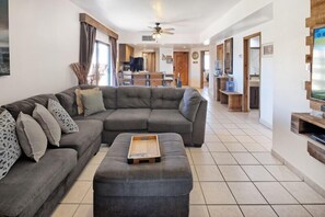 Penthouse, 1 Bedroom, Ocean View, Beachfront | Living area | 52-inch Smart TV with satellite channels, Netflix, streaming services - BeachBumCondos (Puerto Peñasco)
