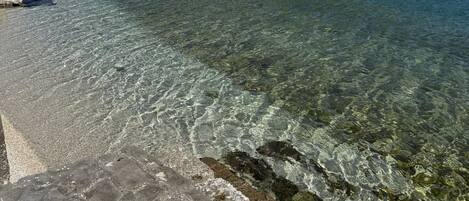 On the beach, white sand