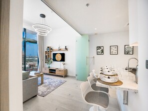 Apartment, 1 Bedroom, Pool Access | In-room dining - Easygo- Chic 1br-sofa bed Azzi Riviera48 (Dubai)