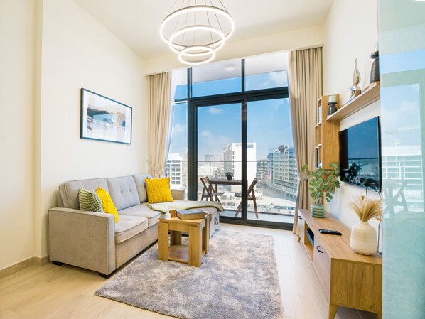 Living area - Easygo- Chic 1br-sofa bed Azzi Riviera48 (Dubai)