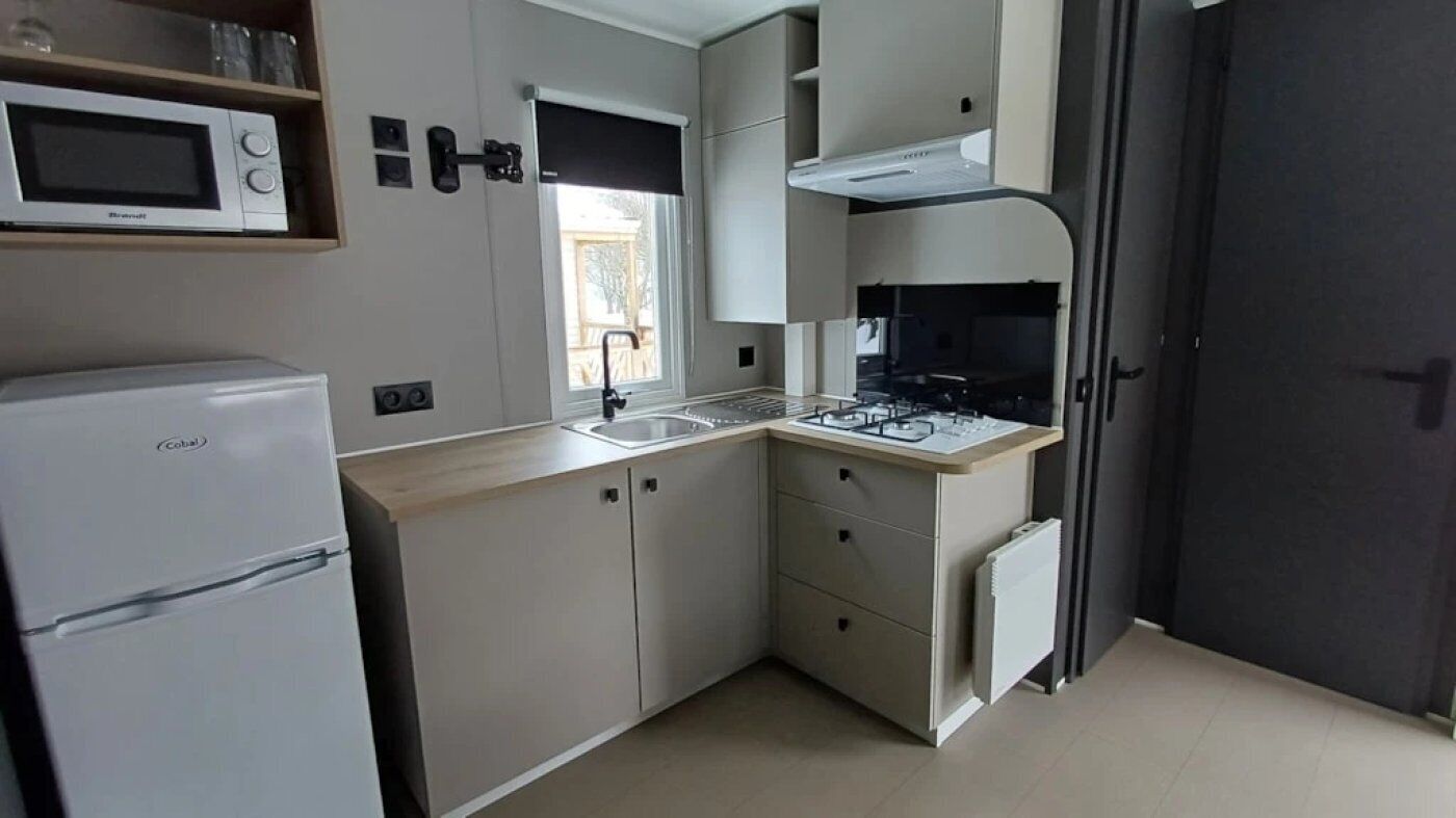 Fridge, microwave, stovetop