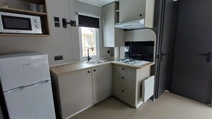 Fridge, microwave, stovetop