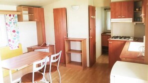 Fridge, microwave, stovetop