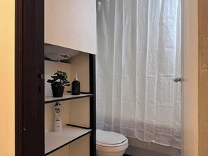 Hair dryer, towels, toilet paper