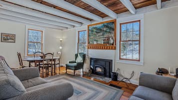 Télévision, cheminée, espaces bureaux