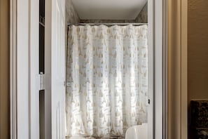 Hair dryer, towels, toilet paper