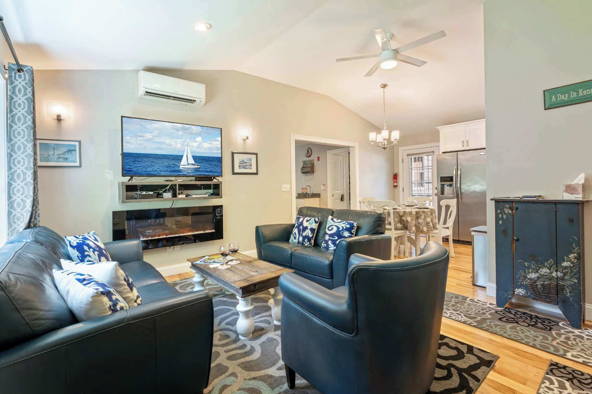 TV, fireplace, DVD player