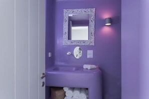 Shower, jetted tub, hair dryer, soap