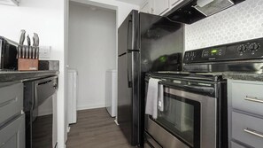 Fridge, dining tables