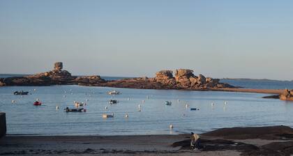Villa + Studio with tennis on 1ha 3min from the beaches of the Pink Granite Coast