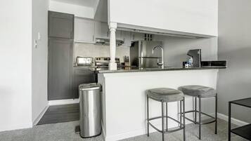 Fridge, dining tables