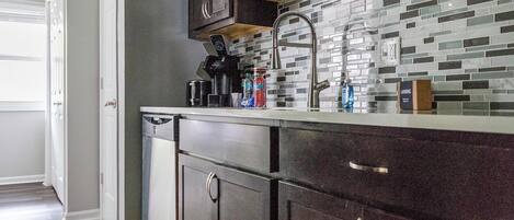 Fridge, dining tables