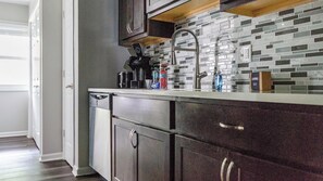 Fridge, dining tables