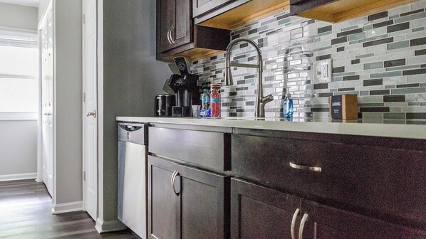 Fridge, dining tables