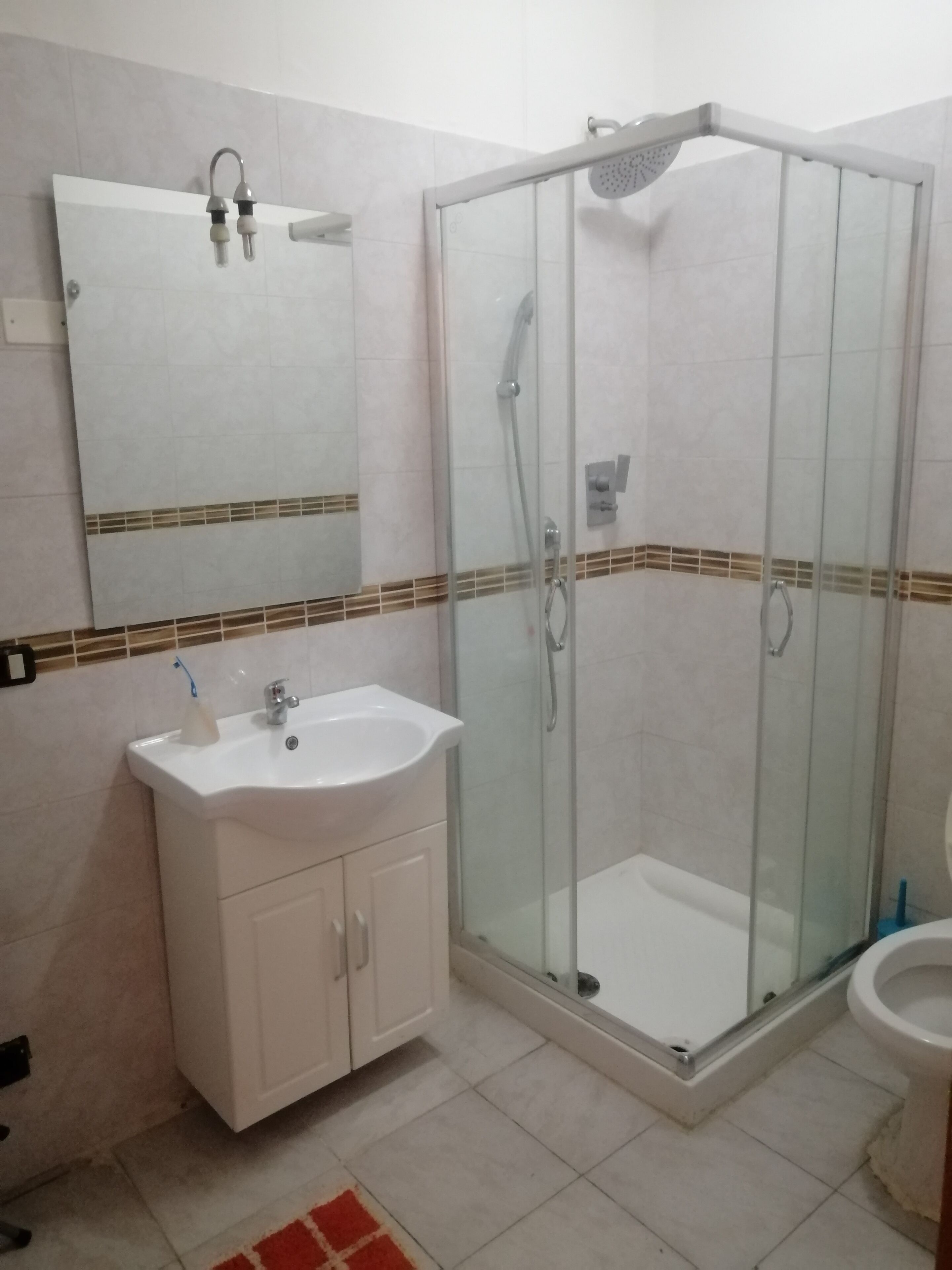 Dusche, Seife, Shampoo, Toilettenpapier