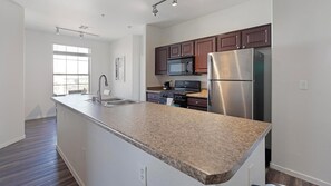 Fridge, dining tables