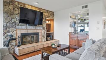TV, fireplace