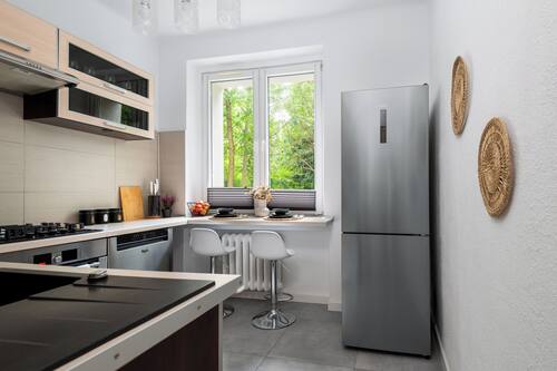 Comfort Studio, City View | Private kitchen | Full-sized fridge, microwave, oven, stovetop