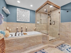 Hair dryer, towels, toilet paper