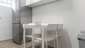 Fridge, microwave, coffee/tea maker, electric kettle