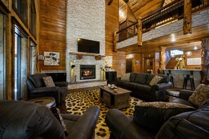 Smart TV, fireplace, video games, books