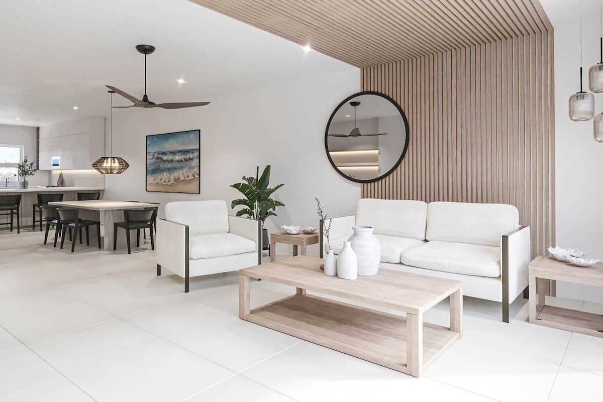Maison mitoyenne Premium, 3 chambres, balcon, vue piscine | Coin séjour