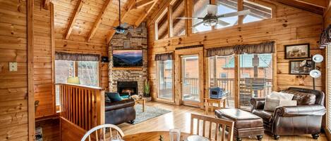 Älytelevisio, takka, kirjoja