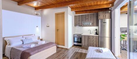 1 slaapkamer, een strijkplank/strijkijzer, wifi, beddengoed