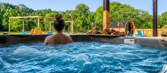 7500SF Luxury Escape Creek Hot Tub Sauna Speakeasy Themed Spaces