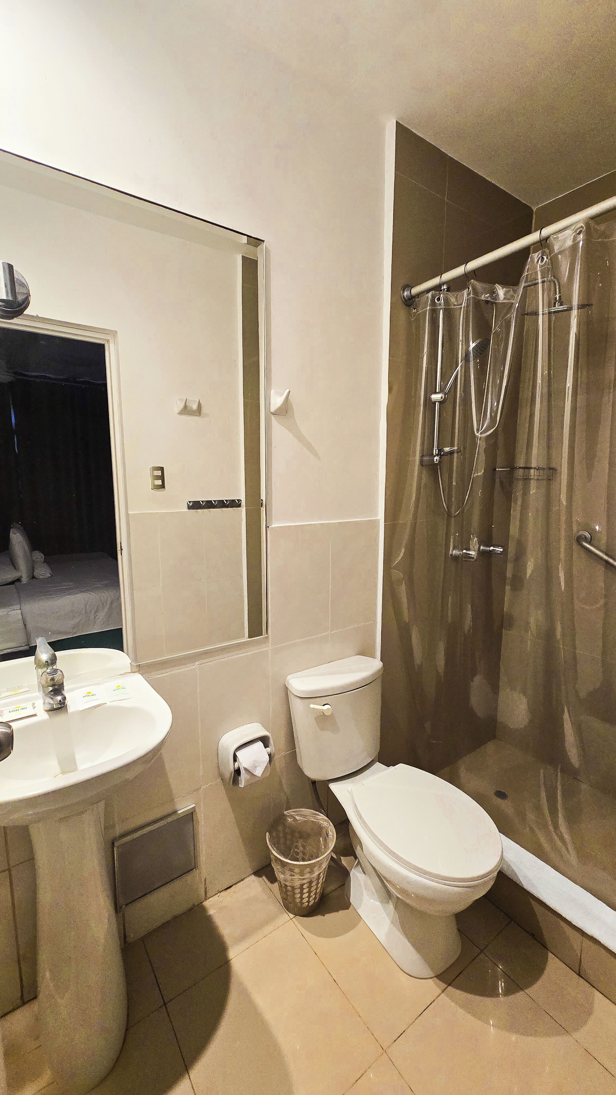 Shower, towels, soap, shampoo