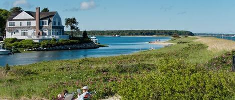 Plage à proximité, chaises longues, serviettes de plage