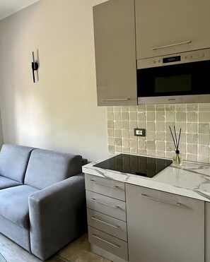 Kühlschrank, Mikrowelle, Ofen, Herdplatte