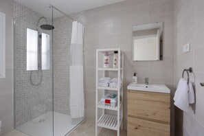 Ducha, secador de pelo, toallas