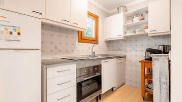 Fridge, oven, dishwasher, coffee/tea maker