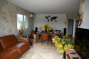 TV, fireplace, DVD player, table tennis