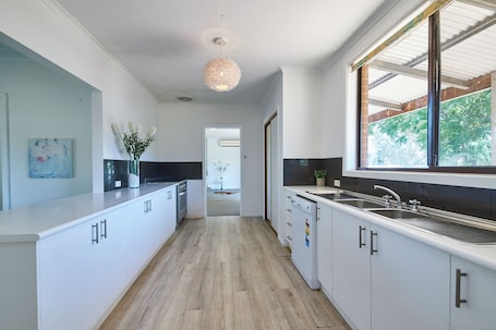 Family House, Patio, Hill View | Private kitchen | Full-size fridge, microwave, oven, stovetop