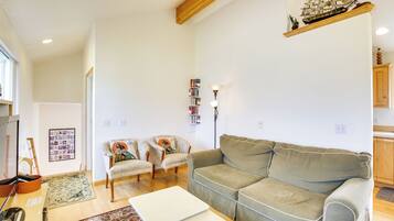 TV, DVD player, books, video library