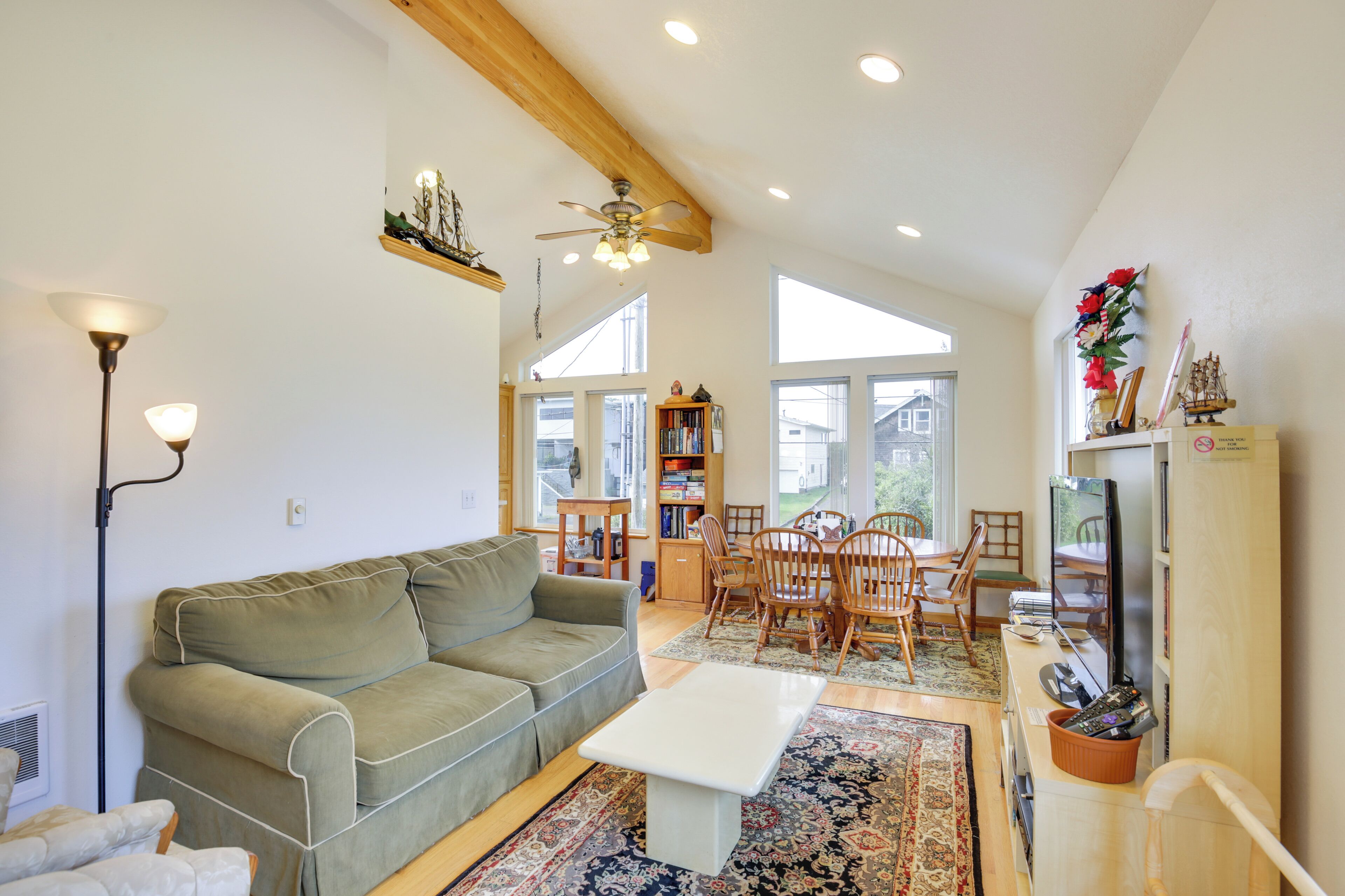 TV, DVD player, books, video library
