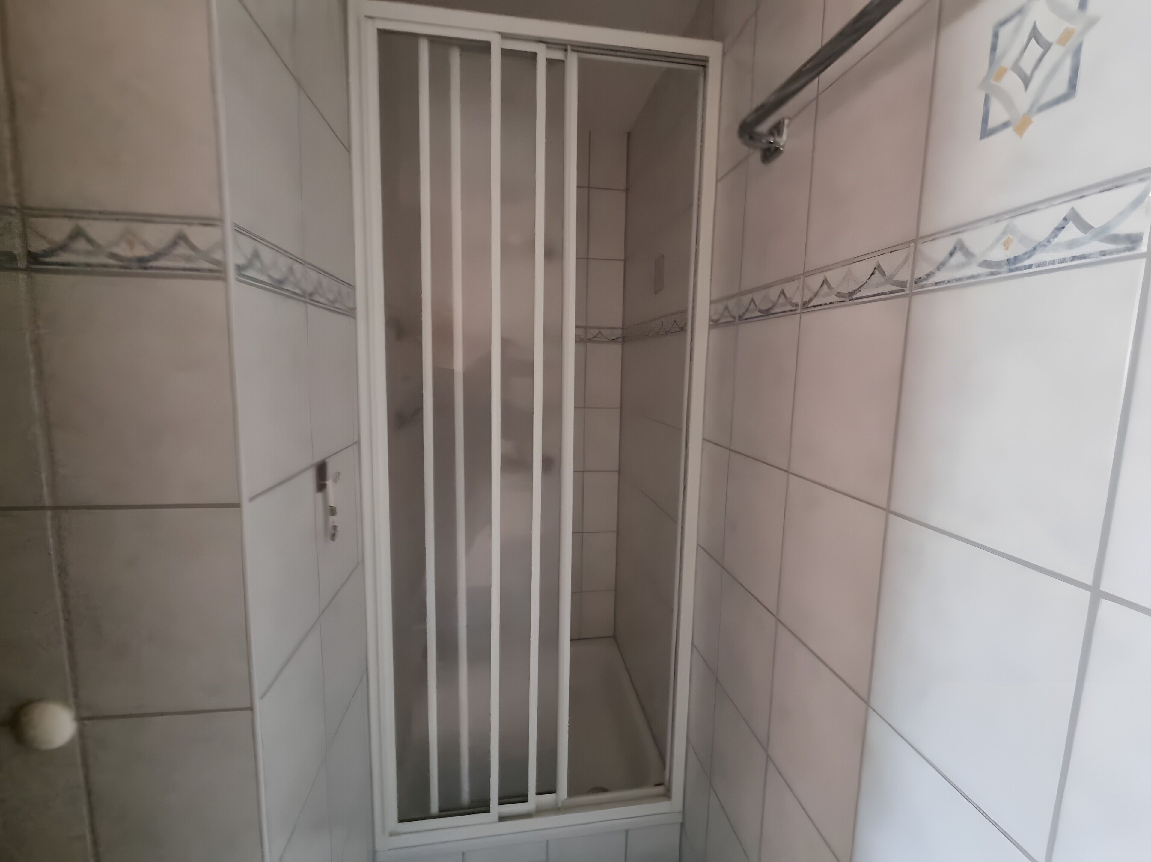 Chuveiro, secador de cabelo, toalhas de banho 