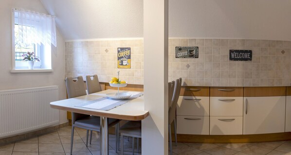 Classic Apartment, 1 Bedroom | Private kitchen | Fridge, microwave, oven, dishwasher